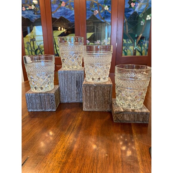 Anchor Hocking Wexford Diamond Cut Lowball Glasses. - Picture 1 of 6